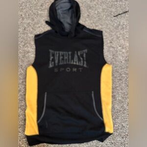 Everlast Sleeveless Hoodie Y2K Size S, String Hoodie and Pocket Black & Yellow